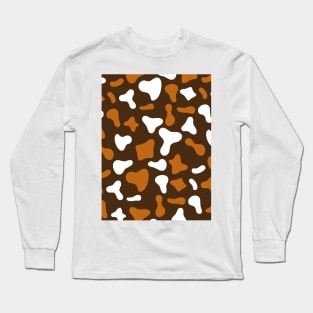 Choco Caramel White Dairy Cow Print Pattern Long Sleeve T-Shirt